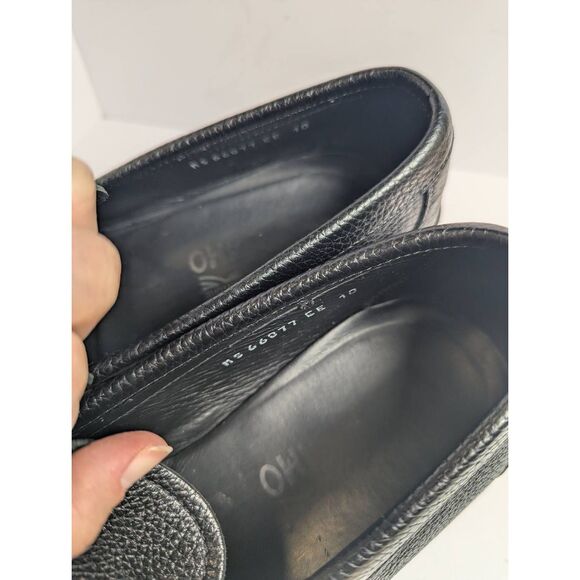 Salvatore Ferragamo Black pebbled leather horsebit loafers mens 10 EE extra wide main image 5